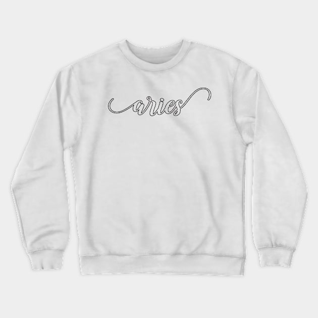 Aries Zodiac Script Sticker Crewneck Sweatshirt by aterkaderk